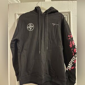 Off-White Black Hoodie with Pink Lettering